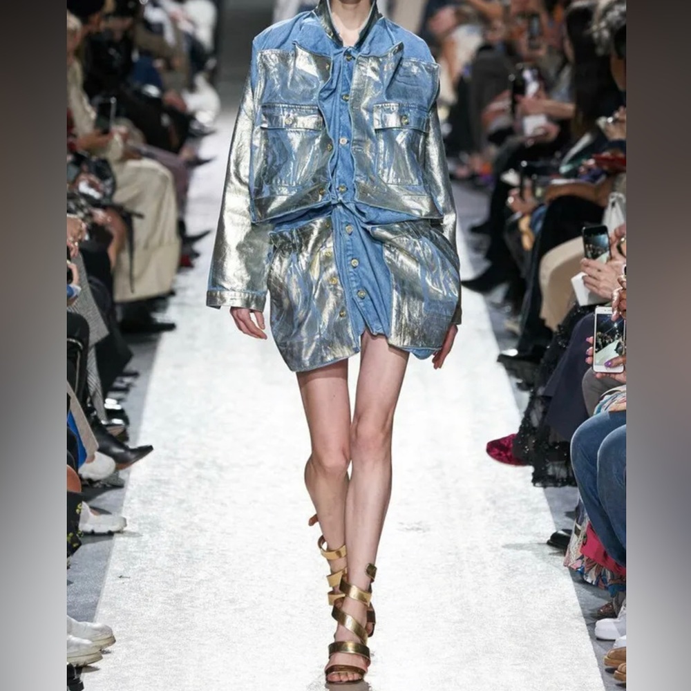 Y/PROJECT Metallic Denim Skirt. Size 38. BNWT